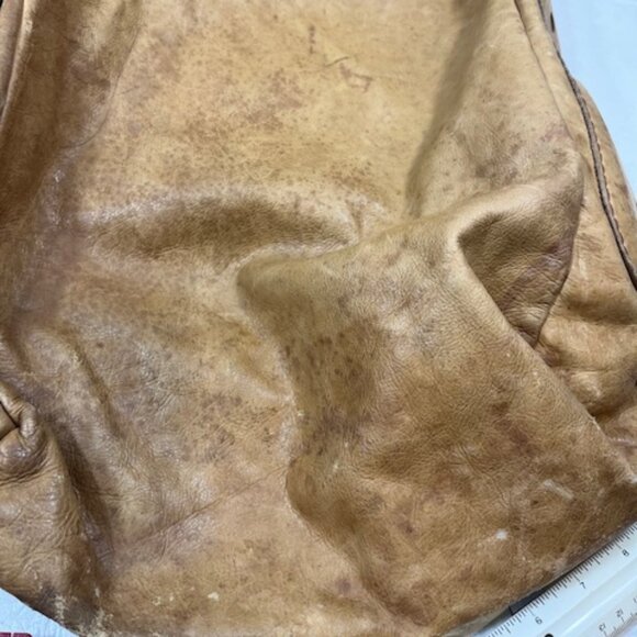 VTG Large Light Brown Leather Satchel Shoulder Messenger Adjustable Handbag - Picture 13 of 16